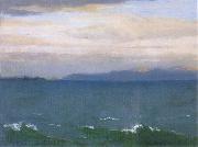William Stott of Oldham Seascape with Distant Mountains